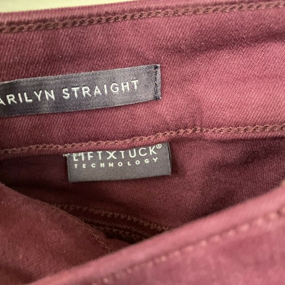 NYDJ Women's Size 12 Marilyn Straight Denim Jeans, Marron Burgundy Red, NWT - Picture 5 of 7